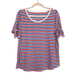 Talbots Red/White/Blue Striped Tie Sleeve Tee- Size L (sold out online)