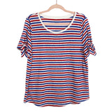 Talbots Red/White/Blue Striped Tie Sleeve Tee- Size L (sold out online)