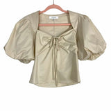 FRAME Cream Puff Sleeve Front Tie Top- Size XS (see notes)