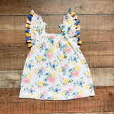 Mudpie White Floral Tassel Trim Dress- Size 24M/2T