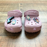 Crocs Toddler Pink Classic Clog with 4 Frozen Charms- Size 6