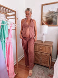 Free People Brown Low Back Pant Set- Size S (sold out online, Inseam 29”)