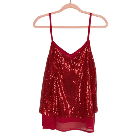 No Brand Red Sequin Lined Cami- Size L