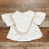 Zara Ivory Gauze with Flower Ruffle Top- Size 12-18M