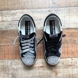 Golden Goose Silver Glitter and Black Suede Super-Star Sneakers- Size 39/US 9 (sold out online)