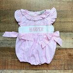 Lana Grace Pink Gingham Smocked Harper Side Bow Bubble- Size 18M (see notes)