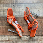 No Brand Bright Orange Patent with Clear Stiletto Lace Up Heels- Size 39/US 9 (New in Box)
