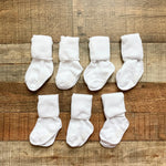 Old Navy White Set of 7 Turn Cuff No Slide Socks- Size 6-12M (sold as a set)