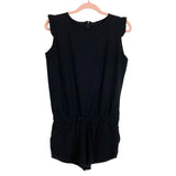 Albion Black Ruffle Sleeve Elastic Waist with Drawstring Romper- Size XS