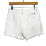 KanCan White Frayed Hem Jean Shorts- Size L (see notes)