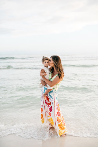 Pink Chicken Cream Sun and Palm Tree Print Dress- Size 2 Year (sold out online)