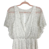 DB Studio White Sequin and Beaded Exposed Back Dress- Size 2