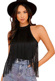 No Brand Black Fringe Bodysuit- Size S