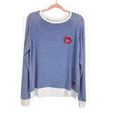 Peace Love World Blue and White Striped Top- Size XS/S (see notes)