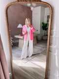 Aura White Satin Pretty and Polished Wide Leg Pants- Size S (Inseam 32”, sold out online, see notes)