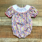 Josie Bee Clothing Co. Purple/Pink/Yellow Flowers Harper Smocked Bubble- Size 18M