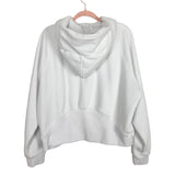 Pink Lily White Ribbed Shoulder Making it Look Easy Quarter Zip Hooded Pullover- Size L