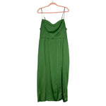 Abercrombie & Fitch Green Satin Smocked Back Front Slit Dress- Size XL (see notes)