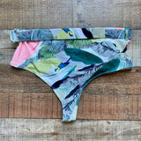 Shein Palm Leaf and Parrots Pattern Belted Bikini Bottoms NWOT- Size M (we have matching bikini top)
