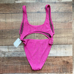 Good American Fuchsia Pink Textured Fabric Always Fits Metallic Monokini NWT- Size 3/4 (sold out online)