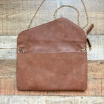 Urban Expressions Brown Leather Clutch with Chain Strap NWT