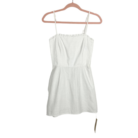 Reformation White Linen with Back Smocking Mini Dress NWT- Size 0 – The Saved Collection Reformation White Linen with Back Smocking Mini Dress NWT- Size 0 – The Saved Collection