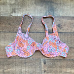 No Brand Orange/Pink Floral Pattern Padded Underwire Bikini Top- Size L (we have matching bottoms)