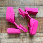 Stradavarius Pop Pink Platform Heel Ankle Strap Sandals- Size 41 (sold out online)