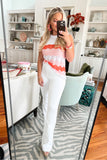 Goodnight Macaroon White/Pink/Coral Open Knit Top NWT- Size S