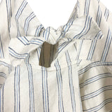 Albion Cream and Blue Striped Linen Front Tie Cropped Halter Top- Size XS (we have matching shorts)