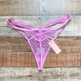 Mentionables Pink Polka Dot and Lace Thong NWT- Size L (we have matching lingerie)