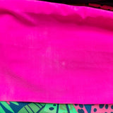Palms Away Green Bold Roar with Hot Pink Side Tie and Side Cut Out One Shoulder Padded One Piece- Size L (see notes)