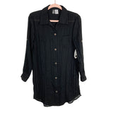 Mynah Black Sheer Button Up Shirt Dress Cover Up NWT- Size S