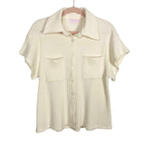 Pink Lily Cream Waffle Knit Button Up Top- Size S