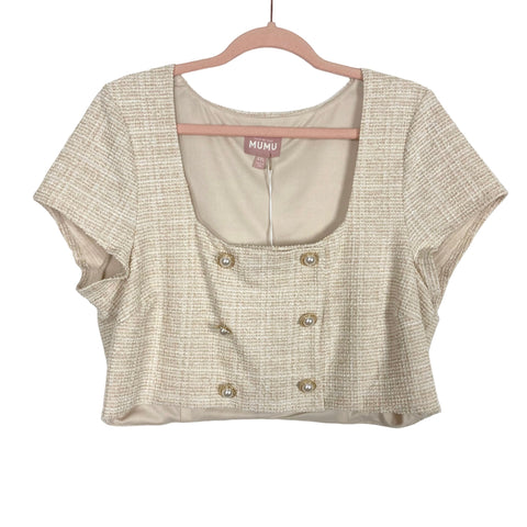Show Me Your Mumu Cream/Gold Tweed Crop Top NWT- Size XXL (we have matching skirt and blazer)