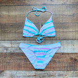 Becca by Rebecca Virtue Teal/Purple Tye Dye Padded Triangle Bikini Top NWT- Size M (we have matching bikini bottoms)