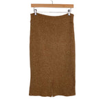 GILLI Camel Ribbed Back Slit Sweater Skirt- Size L