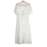 No Brand White Sheer Front Tie Crochet Cover Up- Size S