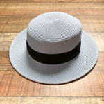 No Brand Light Blue Paper Straw with Black Band Adjustable Boaters Hat
