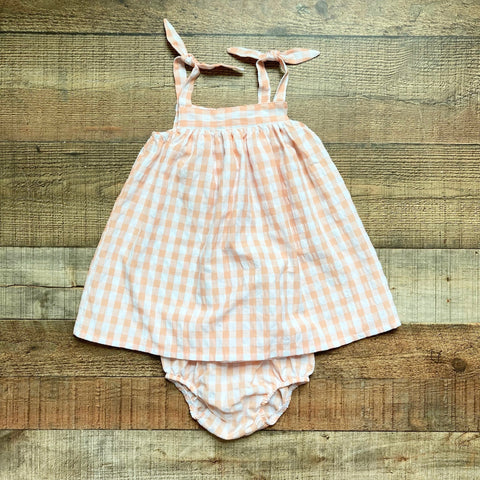 Fina Ejerique Peach Gingham Dress with Bloomers- Size 2