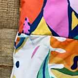 Palms Away Multi-Color Tropical Print One Shoulder Padded One Piece- Size L (sold out online, see notes)