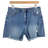 Ashlee Nichols by Amaryllis Medium Wash Distressed Raw Hem Jeans Shorts- Size 10