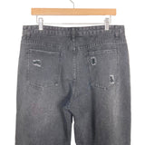 Pink Lily Black Distressed with Raw Hem Straight Leg Jeans- Size 31 (sold out online, Inseam 26.5”)