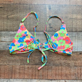 No Brand (Amazon) Neon Floral Print Padded Triangle Top and Cheeky Bottoms Bikini Set- Size M (sold out online, sold as set)