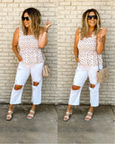 No Brand Floral with Ruffle Straps Smocked Peplum Tank- Size L