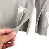 Pink Lily Grey Palm Tree Boat Neck Sweater Top- Size S