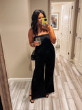 RNWY Black Strapless Split Leg Jumpsuit- Size 10