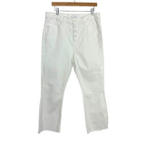 Loft White Frayed Hem Button Front High Rise Kick Crop Jeans- Size 31/12 (Inseam 26”, sold out online)