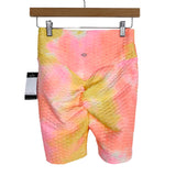 Sofia Active by Sofia Vergara Orange/Yellow/Pink Tye Dye Textured Butt Lifting Bike Shorts NWT- Size M