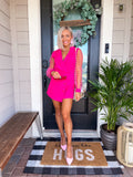 Shein Pink Sheer Sleeve Faux Wrap Romper- Size 4 (sold out online)